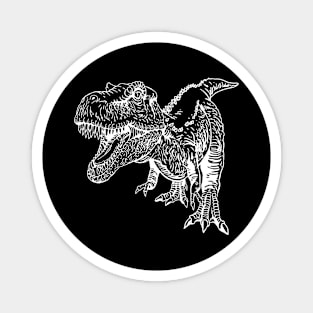 Saurus T-Rex dinosaur Hand Drawn Art T Rex Magnet